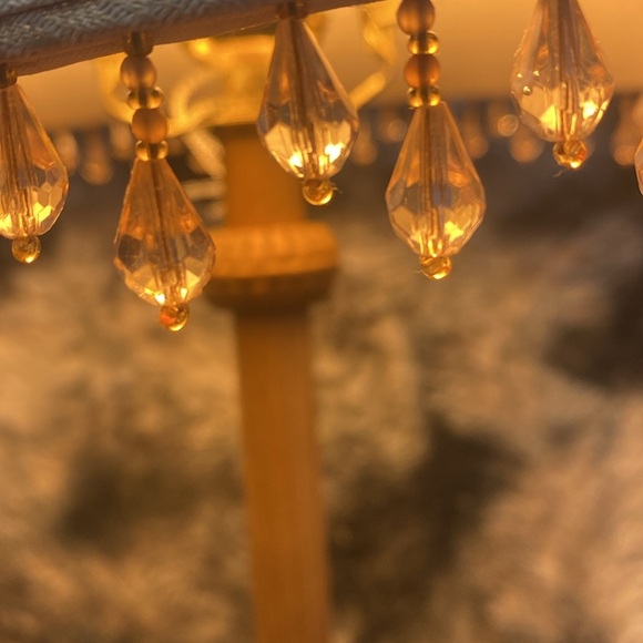 Elegant Gold Elephant Table Lamp with Beaded Trimmed Cloth shade - Picture 11 of 17